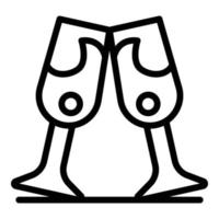 icono de dos vasos tintineantes, estilo de esquema vector