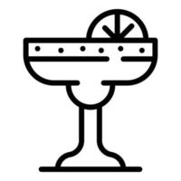 copa de vino con icono de limón, estilo de esquema vector