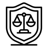 Judge shield balance icon, outline style vector