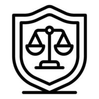 Judge shield balance icon, outline style vector