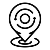 etiqueta geográfica con icono de flechas circulares, estilo de esquema vector
