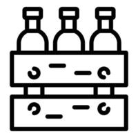 icono de caja de botellas de vino, estilo de contorno vector