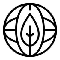 Leaf on the globe icon, outline style vector