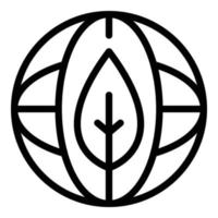 Leaf on the globe icon, outline style vector