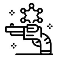 Policeman revolver icon, outline style vector