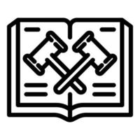 Judge gavel book icon, outline style vector