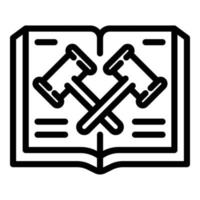 Judge gavel book icon, outline style vector