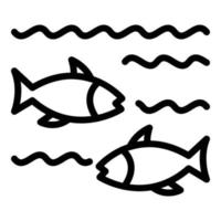 pez en el icono del lago, estilo de contorno vector