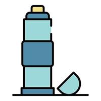 Thermos warm bottle icon color outline vector