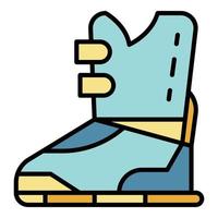 vector de contorno de color de icono de bota de esquí