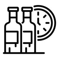 icono de reloj y dos botellas, estilo de esquema vector