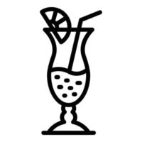 Cocktail with straw and lemon icon, outline style vector