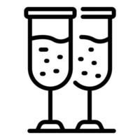 Two champagne glasses icon, outline style vector