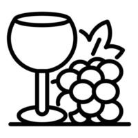 Glass and grape icon, outline style vector