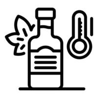Bottle of wine and thermometer icon, outline style vector