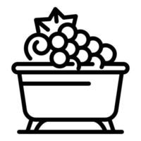 Bath with grapes icon, outline style vector