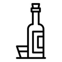 una botella y un icono de tazón, estilo de contorno vector