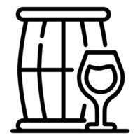 Keg and a glass icon, outline style vector