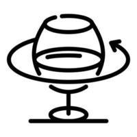 Turning a wine glass icon, outline style vector