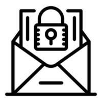 Secured mail icon, outline style vector