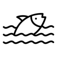 icono de granja de peces del lago, estilo de esquema vector