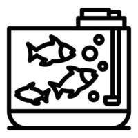 icono de acuario comercial de peces, estilo de esquema vector