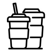 icono de tazas de café de papel de la ciudad, estilo de esquema vector