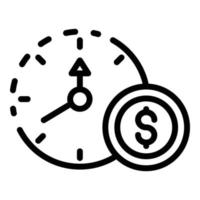 el tiempo es icono de dinero, estilo de esquema vector