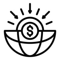 Global money estimate icon, outline style vector