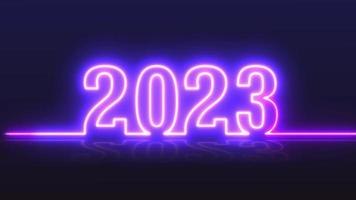 El movimiento de la línea de neón de texto de 2023 se ilumina para dar la bienvenida al nuevo año video