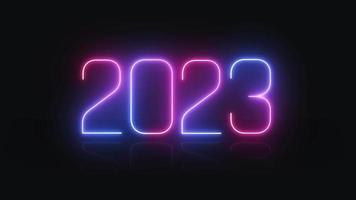 2023 text neon line motion illuminates to welcome the new year video