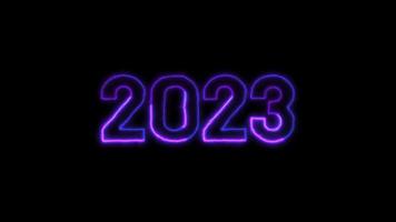 O movimento da linha de neon de texto de 2023 ilumina para dar as boas-vindas ao ano novo video