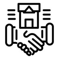 Handshake and residence icon, outline style vector