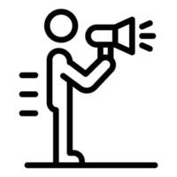 Man with a megaphone icon, outline style vector