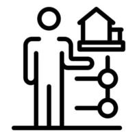 Man represents the house icon, outline style vector