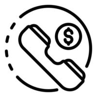 Handset and coin in the circle icon, outline style vector