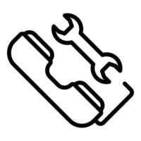 Handset and wrench icon, outline style vector