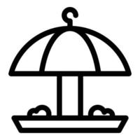 Umbrella bird feeder icon, outline style vector