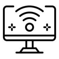 Wifi on computer icon, outline style vector