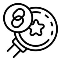 Link star and magnifier icon, outline style vector