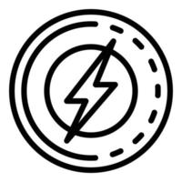 Lightning in a circle icon, outline style vector