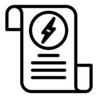 icono de factura de electricidad, estilo de contorno vector