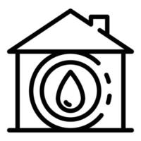 una gota en el icono de la casa, estilo de contorno vector