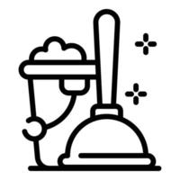 Plunger and toilet cistern icon, outline style vector