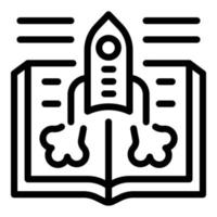 Foreign language rocket study icon, outline style vector