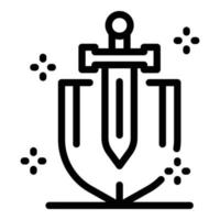 Guard shield sword icon, outline style vector