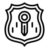 Secured shield icon, outline style vector