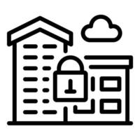 Secured office building icon, outline style vector