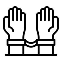 Hands with handcuffs icon, outline style vector