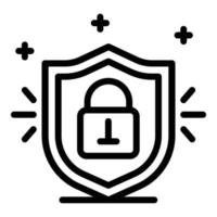 Locked padlock shield icon, outline style vector